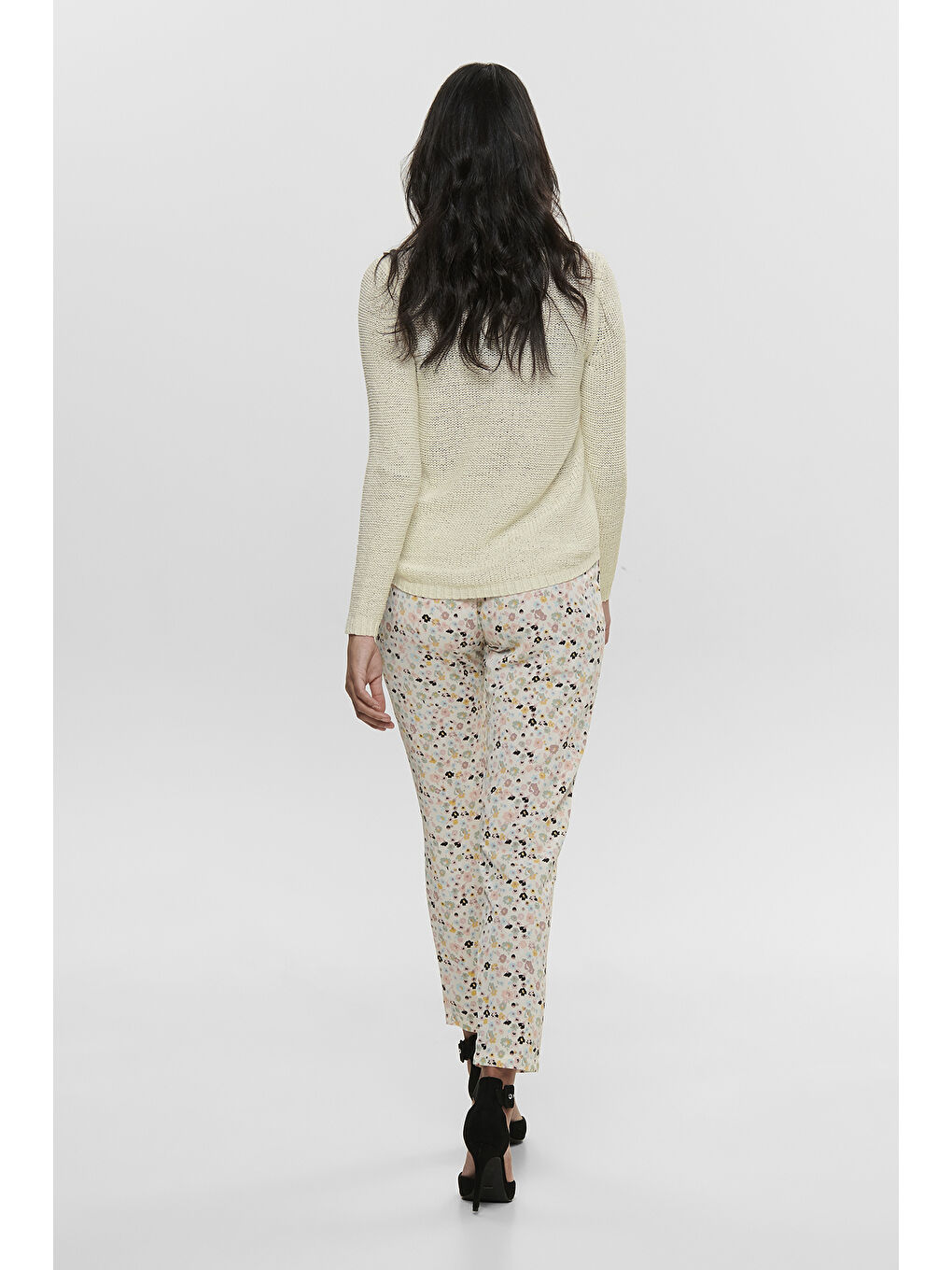 Ekru Onlgeena Regular Fit Bisiklet Yaka Örme Kazak 15113356A-3