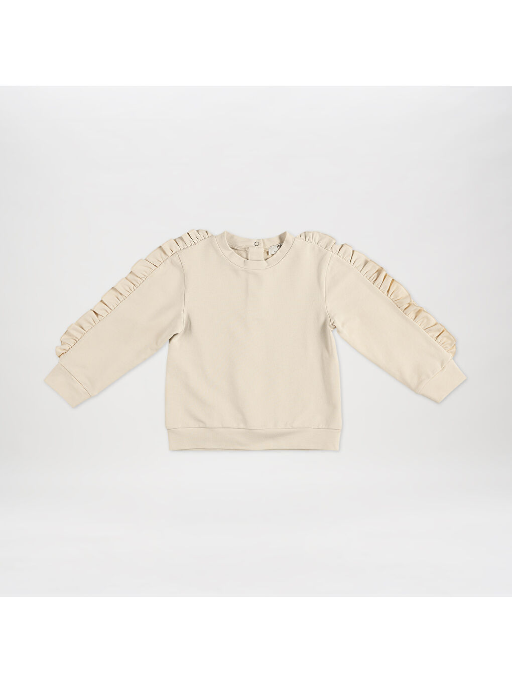 Panço Bej Kız Çocuk  Fırfır Detaylı Sweatshirt