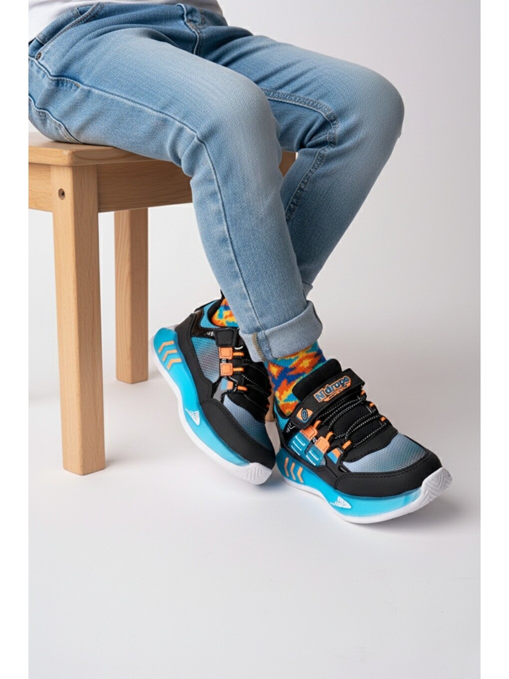 Mavi ZUZU Cırtlı ve Bağcıklı Günlük Çocuk Sneaker Spor Ayakkabı-4