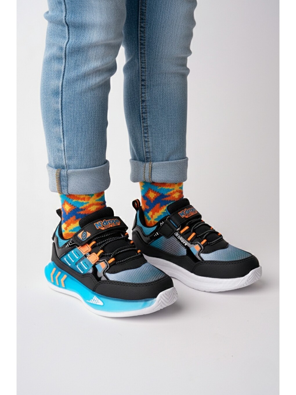Mavi ZUZU Cırtlı ve Bağcıklı Günlük Çocuk Sneaker Spor Ayakkabı-5