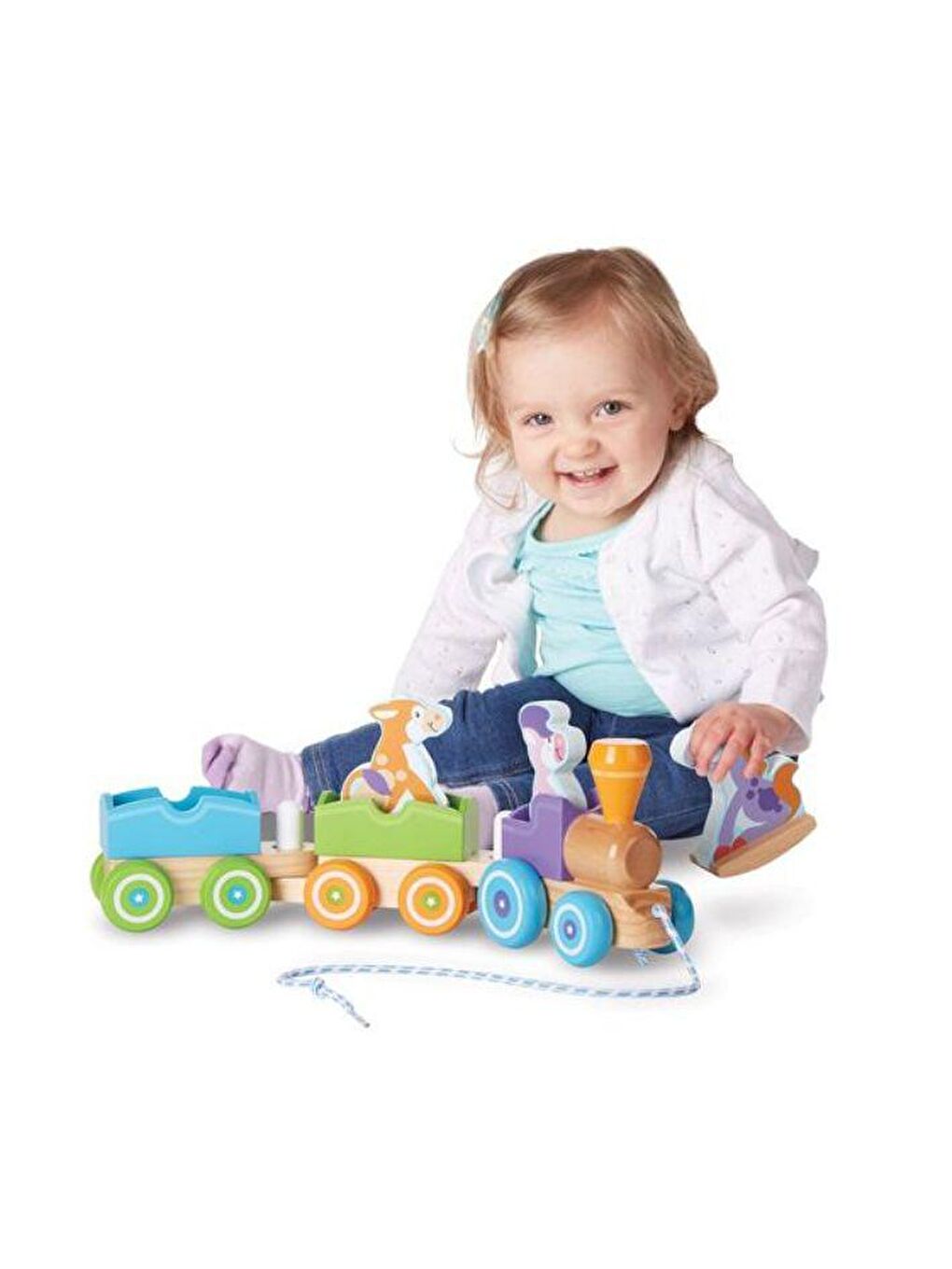 Melissa and Doug Karışık Ahşap Çek Çek Tren - Sallanan Çiftlik Hayvanları - 1