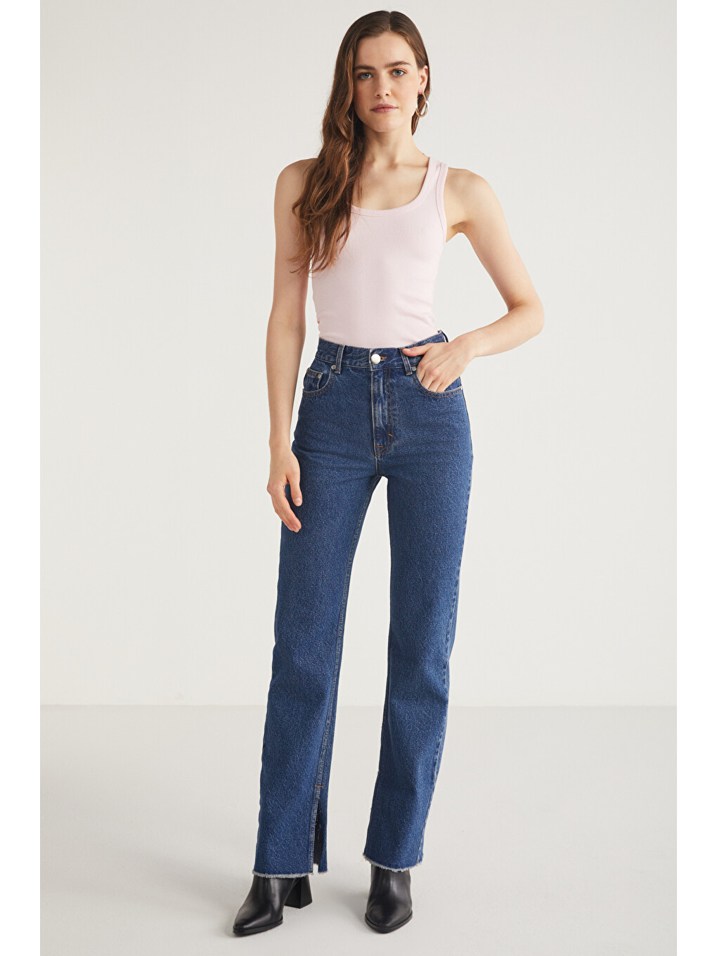 Lıllesol Kadın Fitilli Görünümlü Slim Fit Vücuda Oturan Havuz Yakalı Pamuklu Basic Pembe Atlet-4