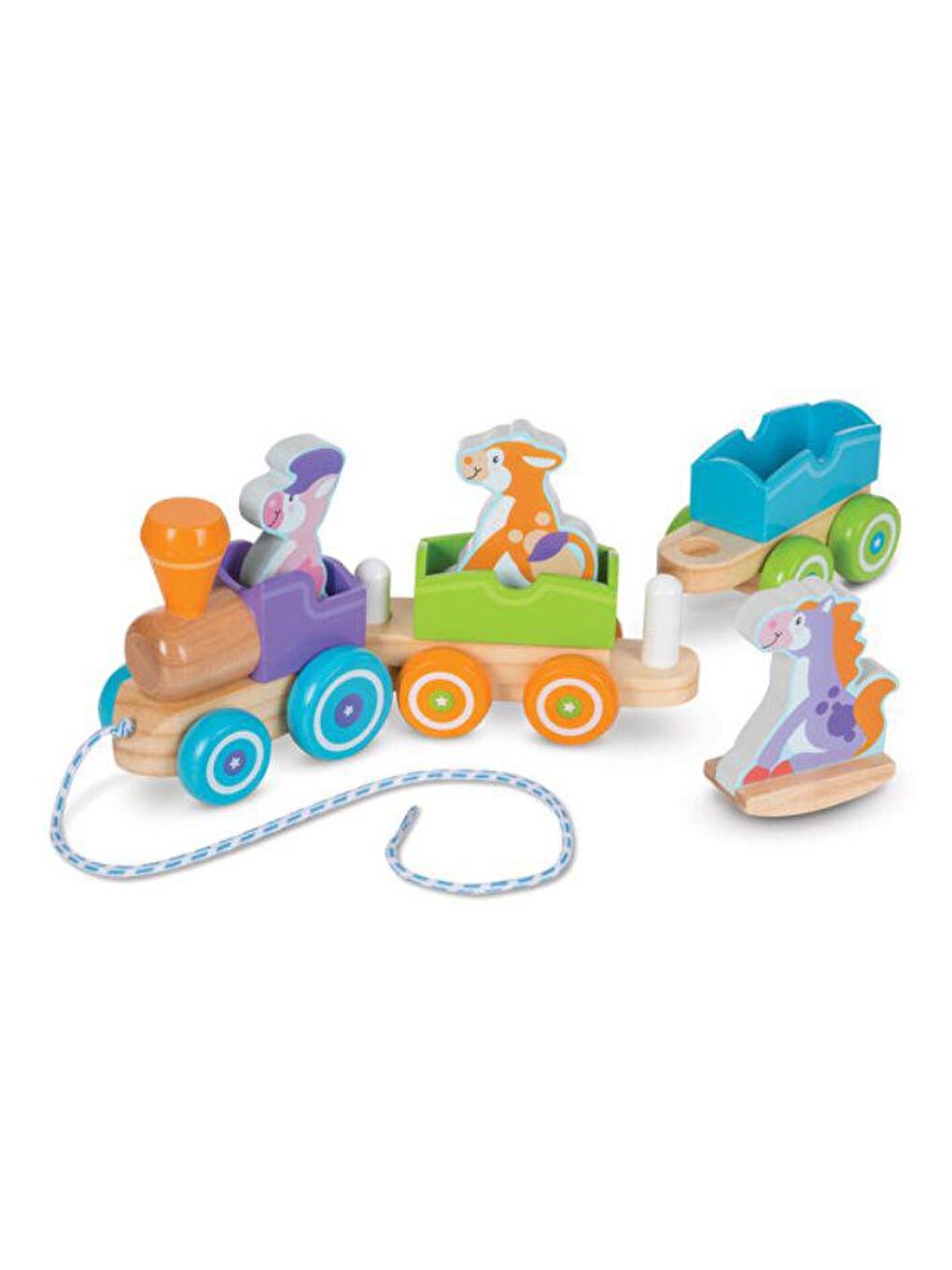 Melissa and Doug Karışık Ahşap Çek Çek Tren - Sallanan Çiftlik Hayvanları - 3