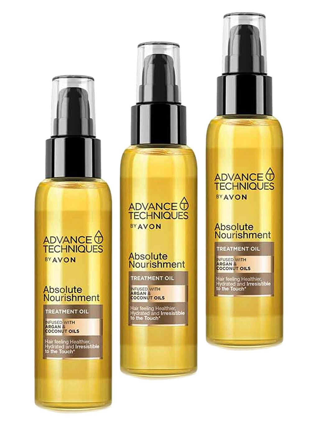 AVON Advance Techniques Argan ve Hindistan Cevizi Yağı İçeren Saç Bakım Yağı 100 Ml. Üçlü Set