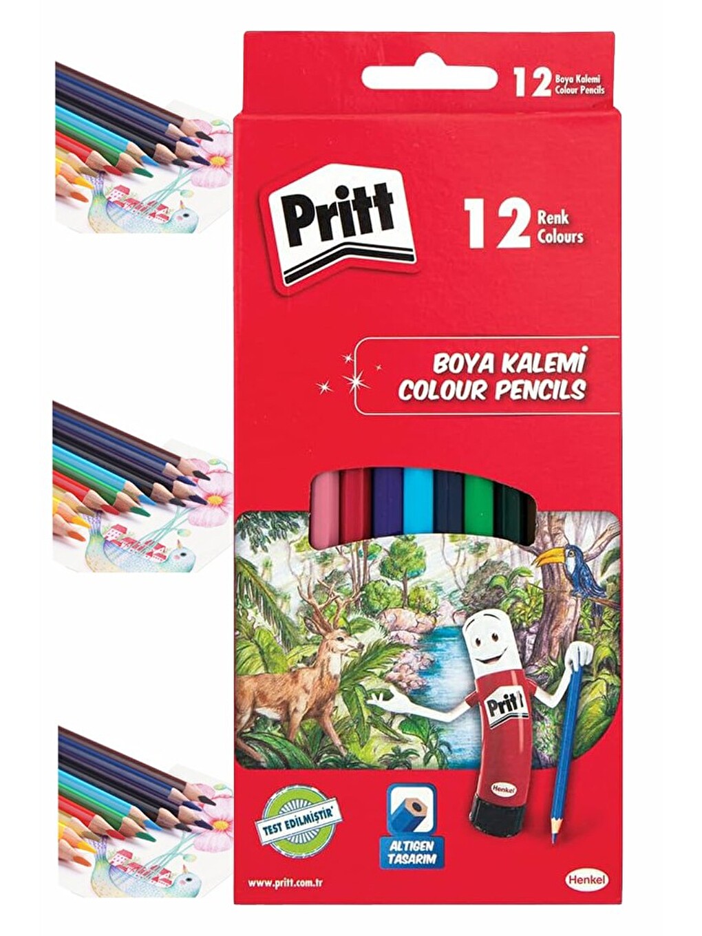 Kuru Boya Kalemi 12 Renk Karton Kutu 1 Paket Pritt 12 Li Kuruboya Tam Boy Renkli Kalem Kaliteli Yumu