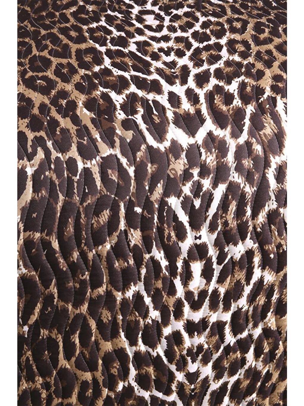 Kahverengi Leopar Baskılı Kapitoneli Çift Kişilik Yatak Örtüsü-3
