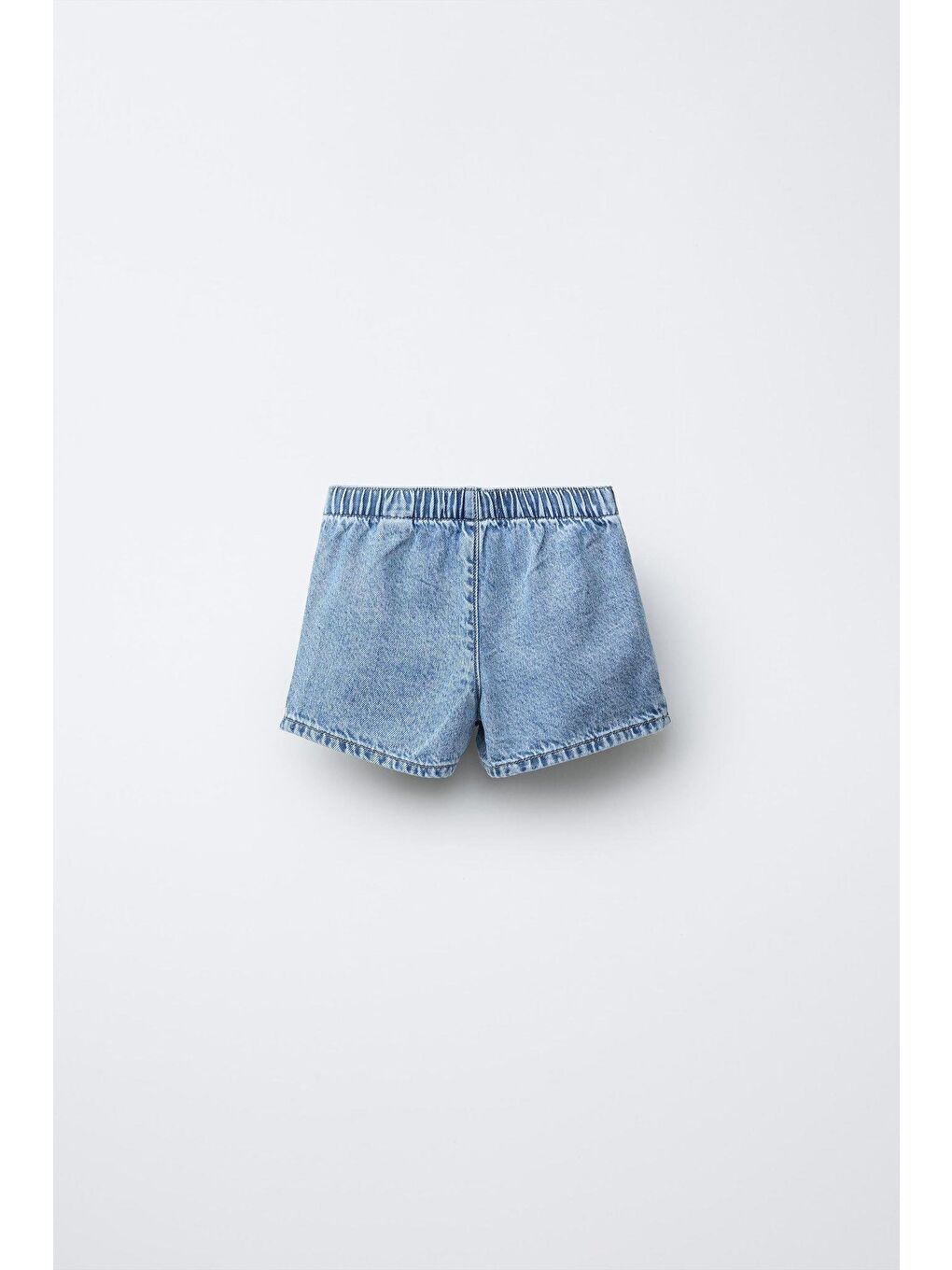 Kız Çocuk Pamuklu Açık Mavi Kurdele Bağlamalı Denim Şort Etek-1