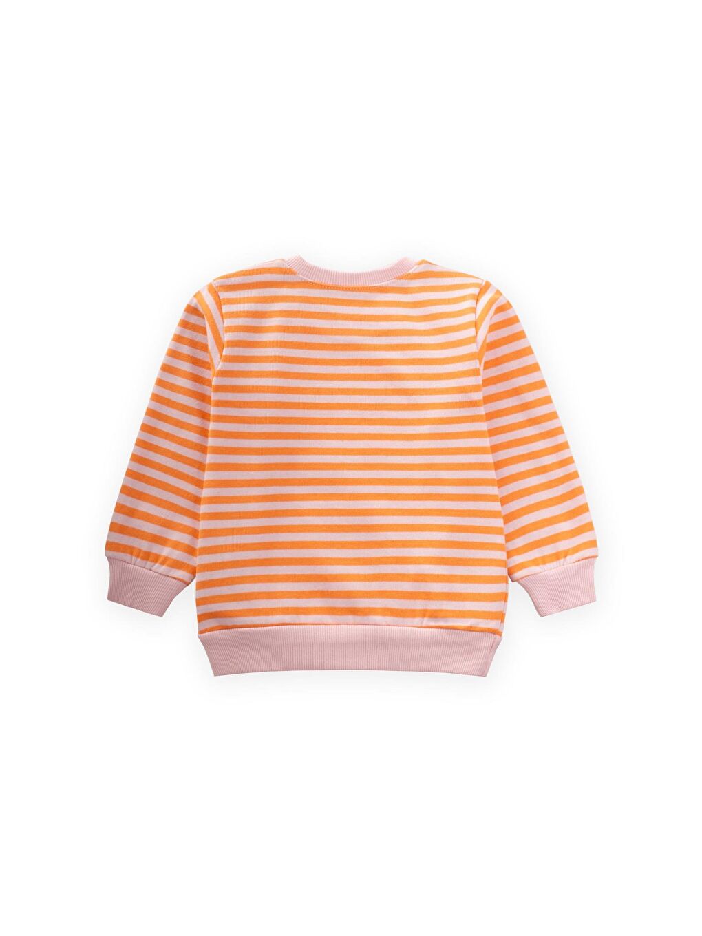 Pembe Çizgili Triko Sweatshirt 0-4 Yaş Pudra Şeftali-1