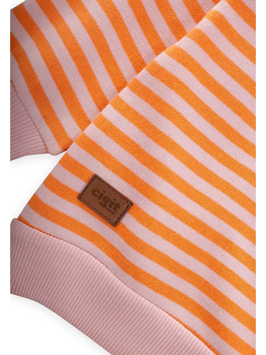 Pembe Çizgili Triko Sweatshirt 0-4 Yaş Pudra Şeftali-2