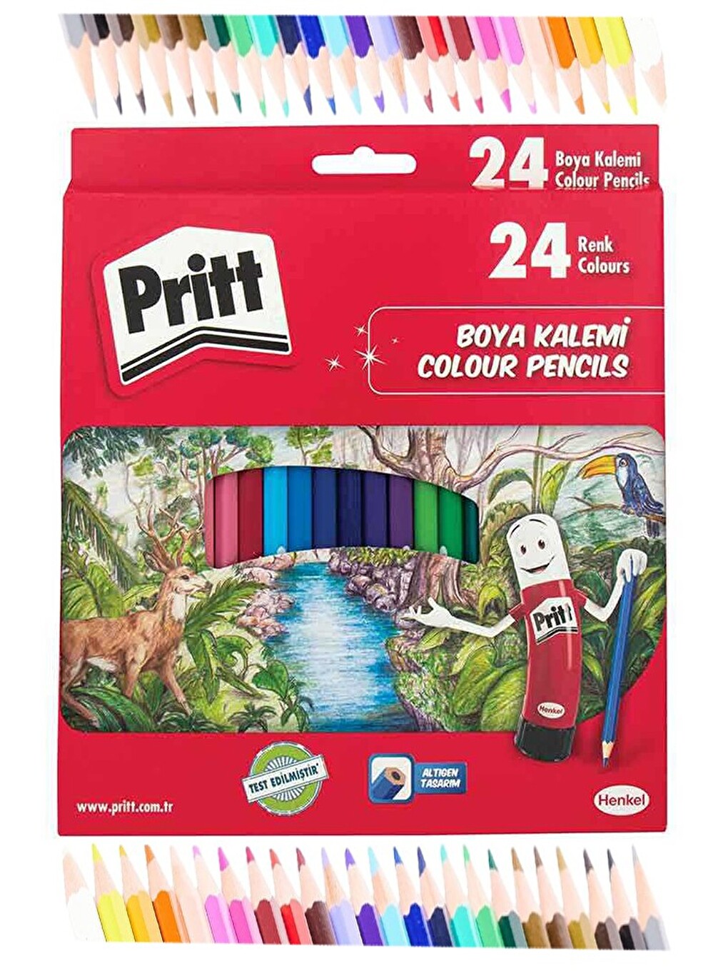 Kuru Boya Kalemi 24 Renk Karton Kutu 1 Paket Pritt 24 Lü Kuruboya Tam Boy Renkli Kalem Kaliteli Yumu