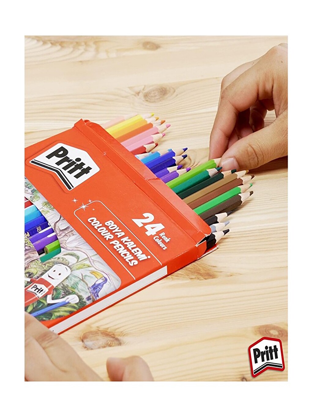 Kuru Boya Kalemi 24 Renk Karton Kutu 1 Paket Pritt 24 Lü Kuruboya Tam Boy Renkli Kalem Kaliteli Yumu-1