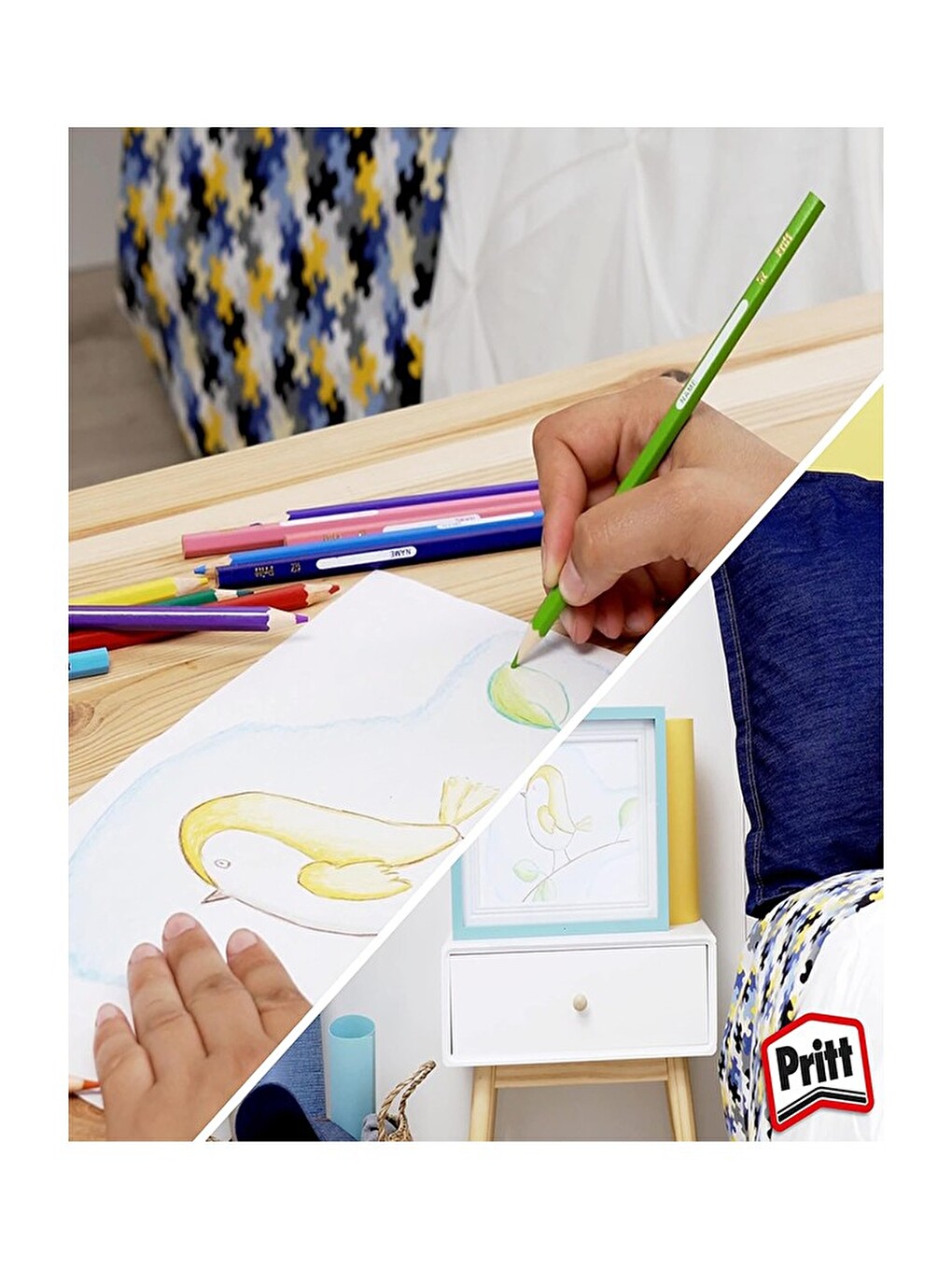 Kuru Boya Kalemi 24 Renk Karton Kutu 1 Paket Pritt 24 Lü Kuruboya Tam Boy Renkli Kalem Kaliteli Yumu-2