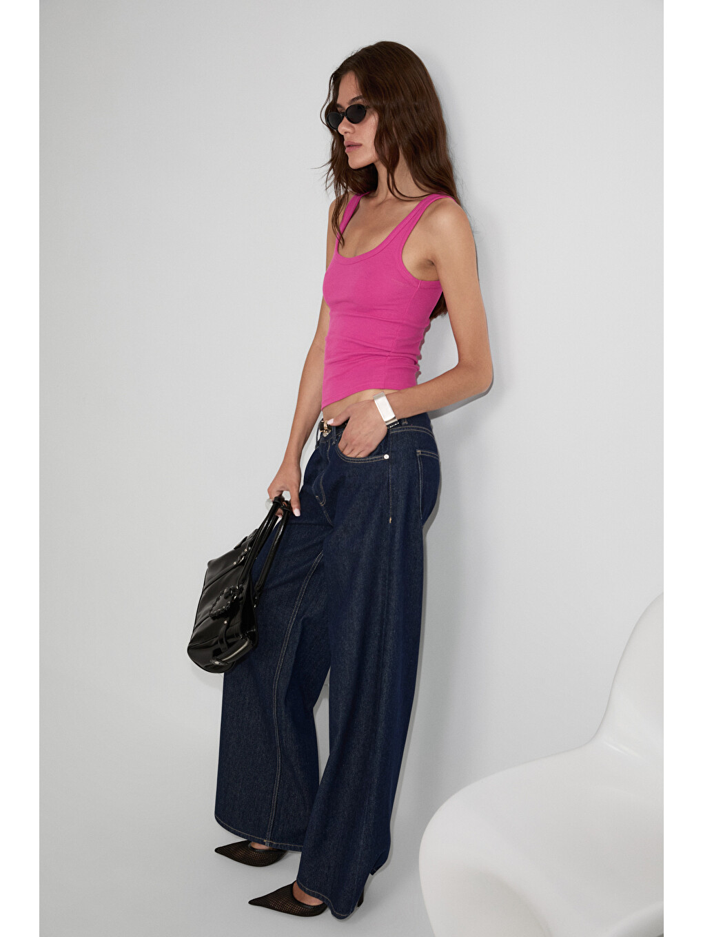 Lıllesol Kadın Fitilli Görünümlü Slim Fit Vücuda Oturan Havuz Yakalı Pamuklu Basic Koyu Fuşya Atlet-3