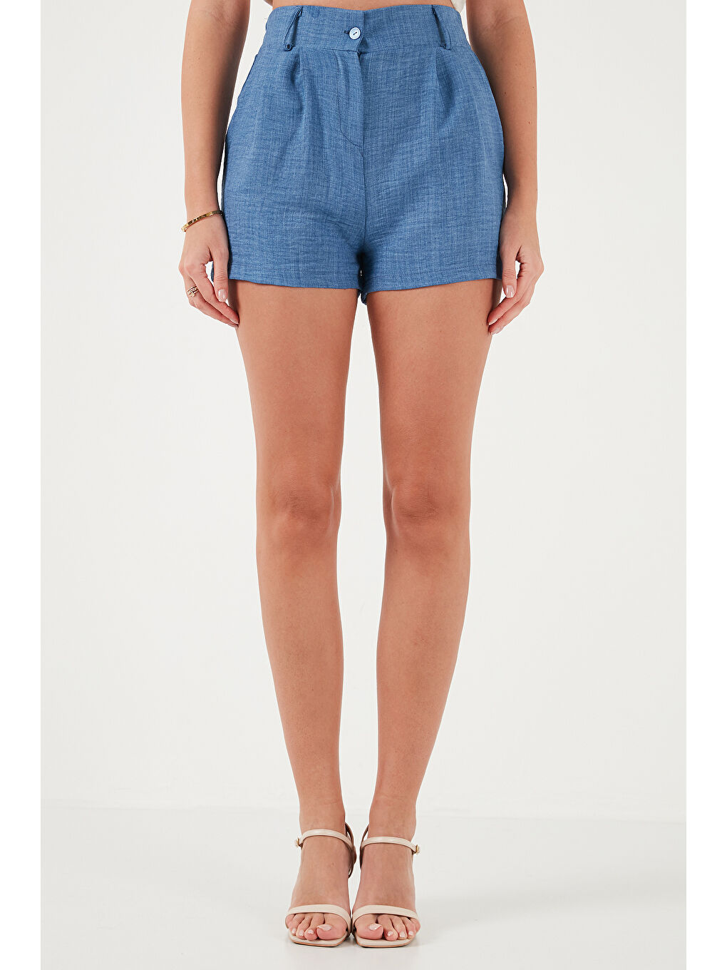 İndigo Kırçıllı Regular Fit Cepli Kısa Şort 5866201-3