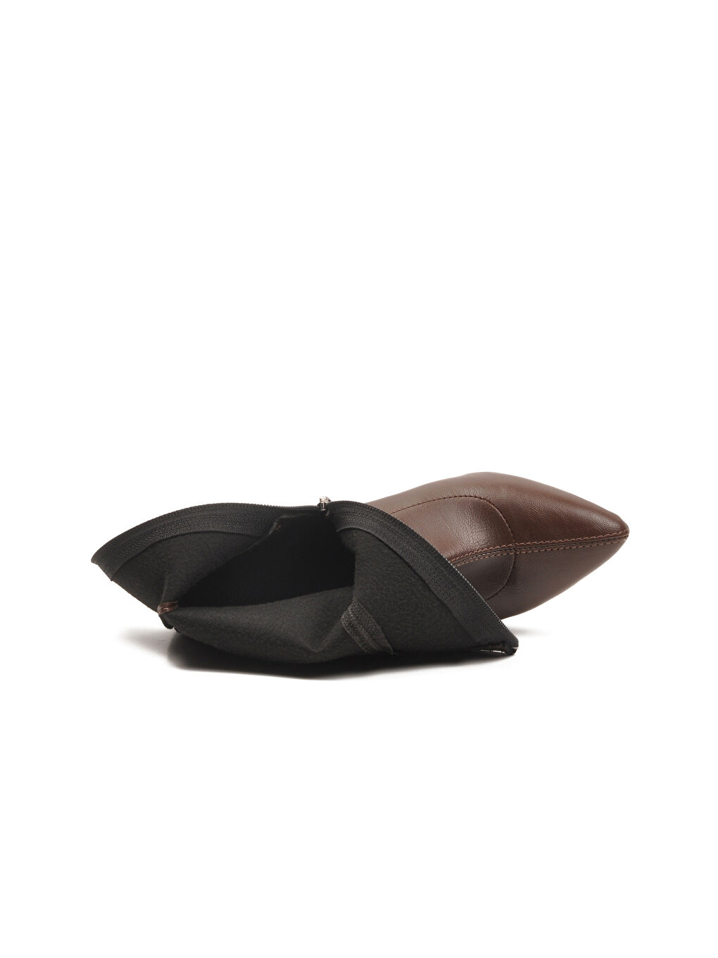 Kahverengi Kahve Kadın Polarlı Fermuarlı İnce Topuklu Bot 2614 Z-3