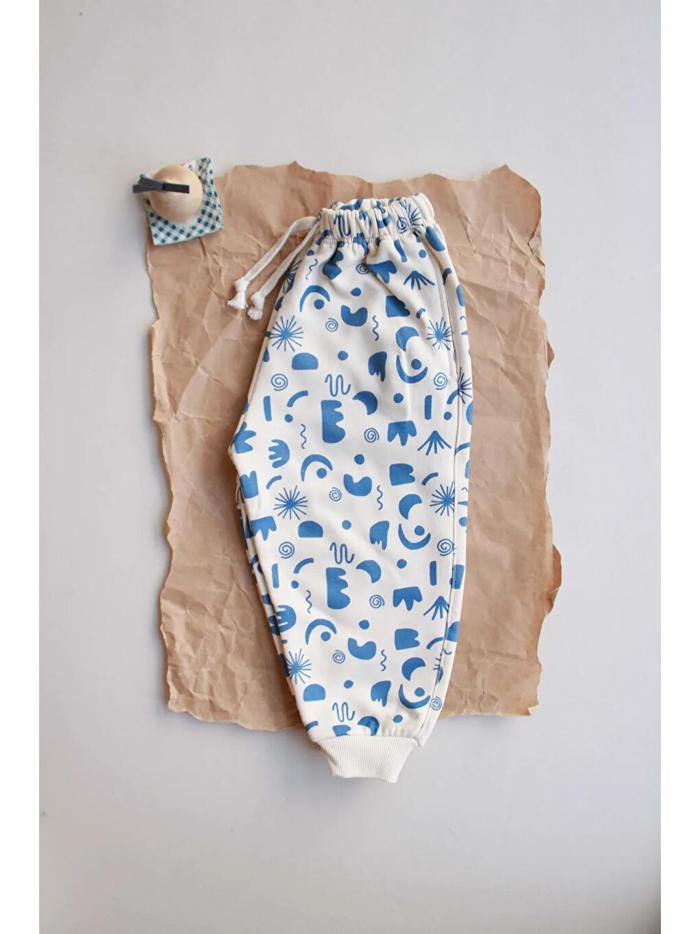 Ekru Geometrik Baskılı Eşofman Altı-2