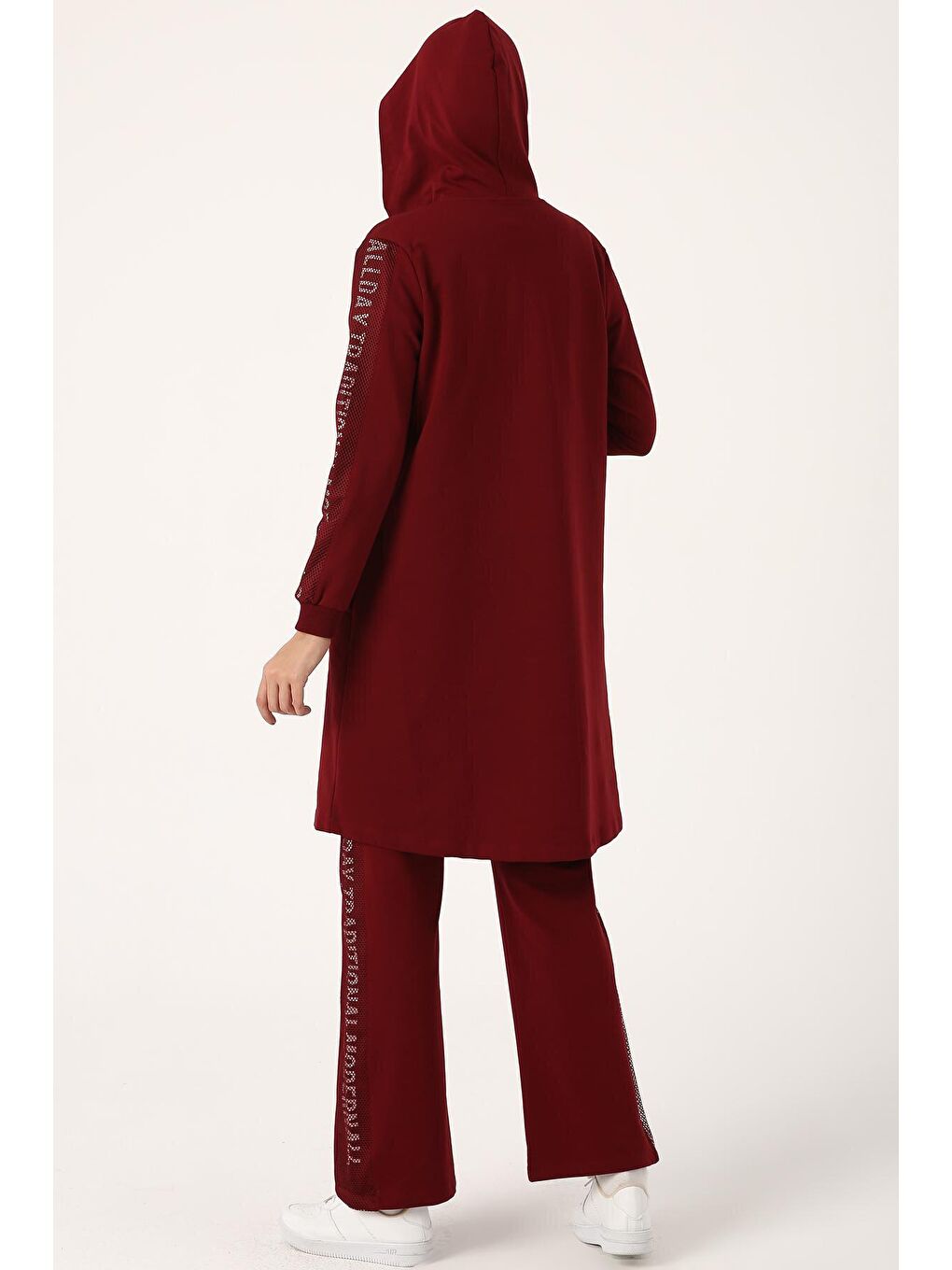 Koyu Bordo Baskılı Fileli Eşofman Takımı-4