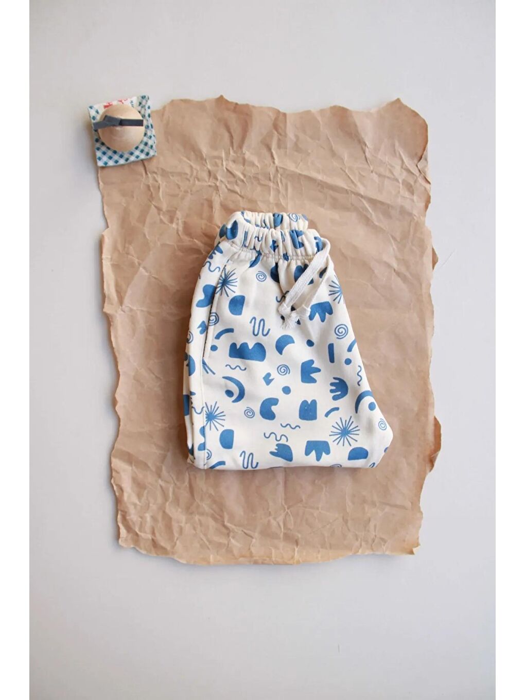 Ekru Geometrik Baskılı Eşofman Altı-3