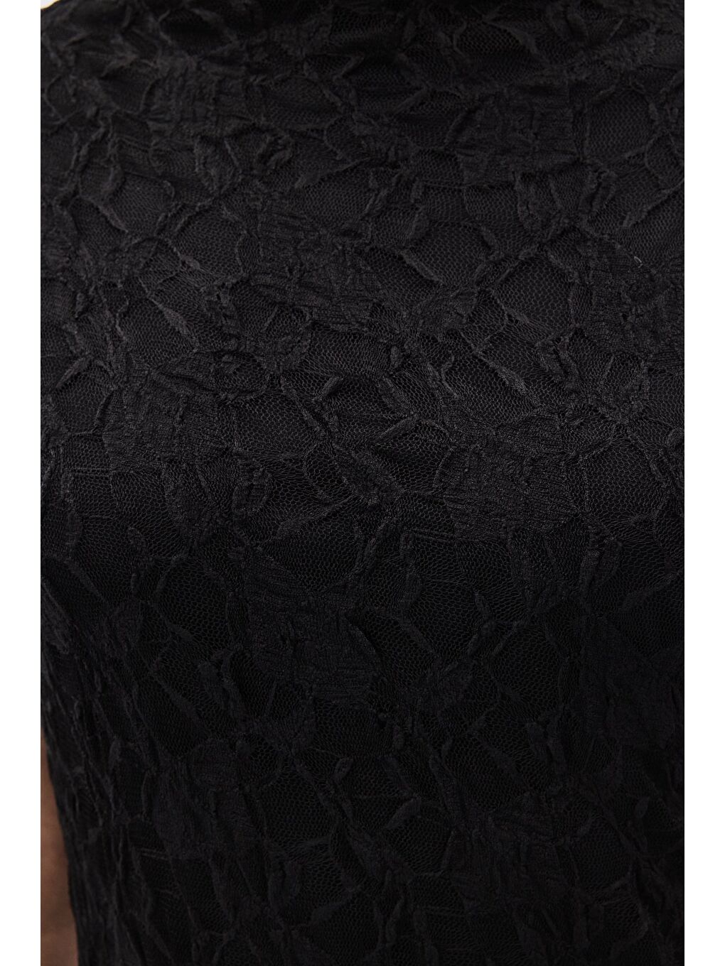 Dantel Kolsuz Elbise - Siyah-6