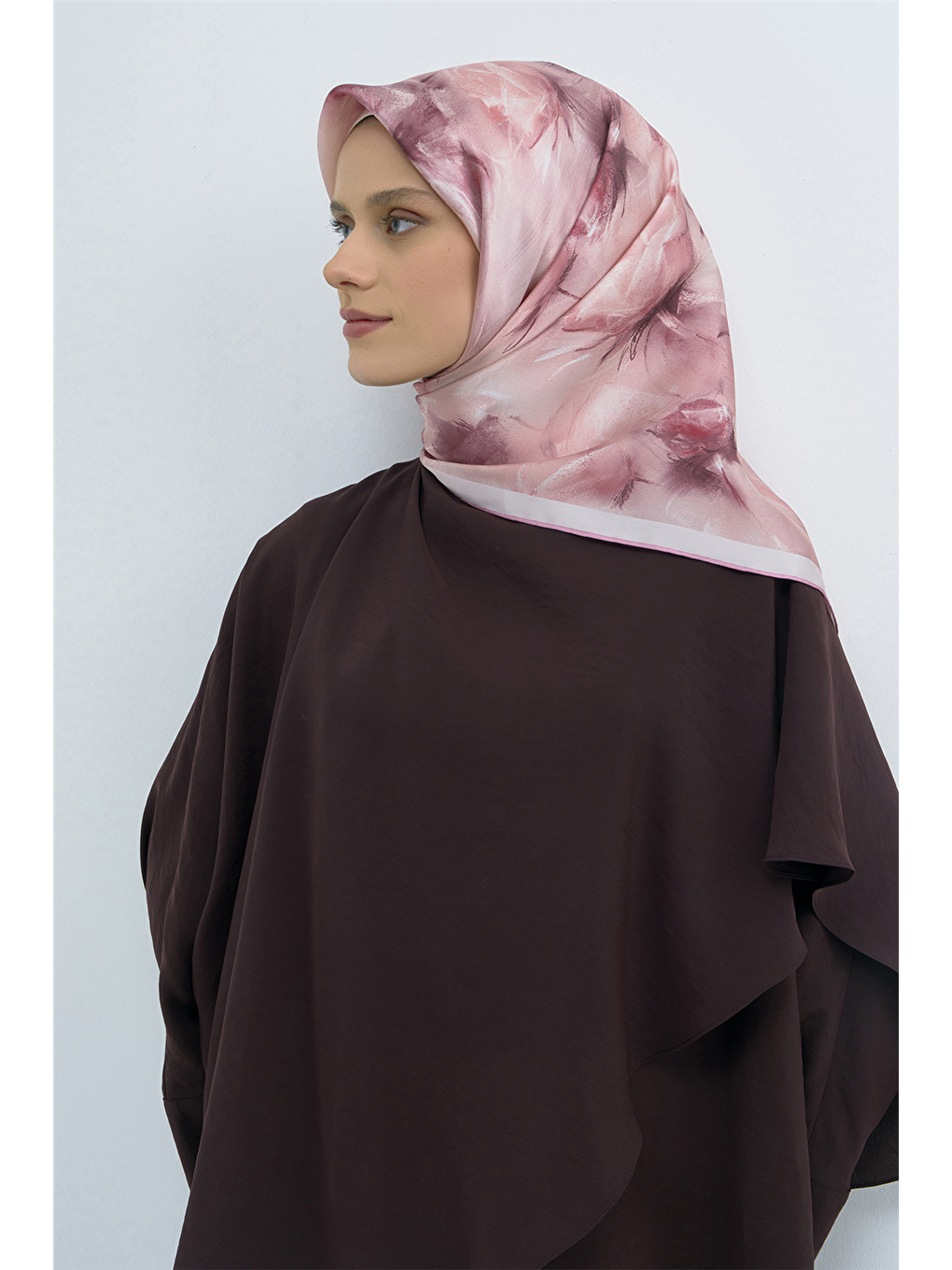 Pembe Saf İpek Sura Eşarp 9515D 32-1