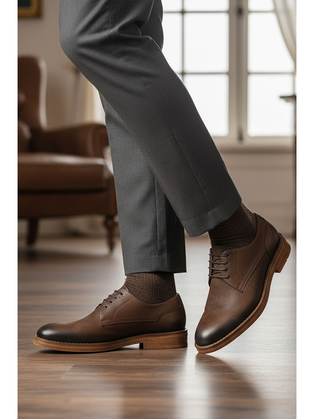 Kahverengi Kahve Nubuk Hakiki Deri Erkek Casual Ayakkabı Po 2226 M-2