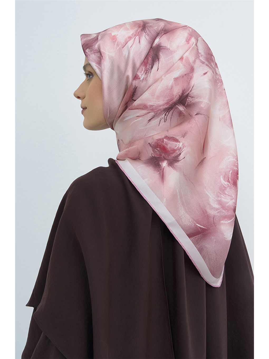 Pembe Saf İpek Sura Eşarp 9515D 32-3