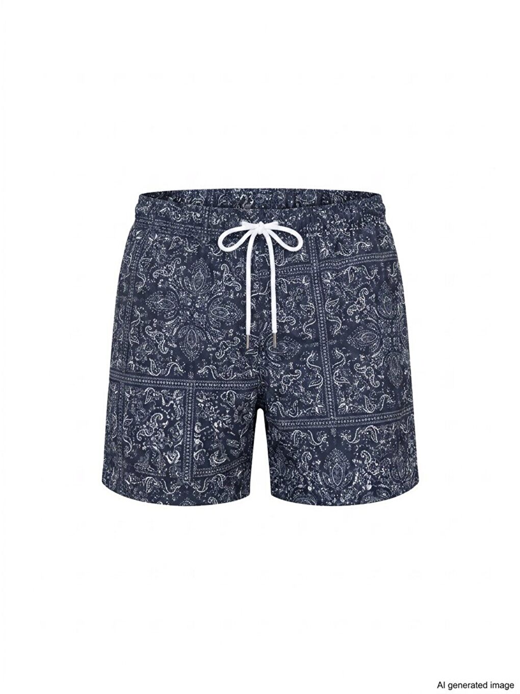 Mavi Erkek Cepli Ve Astarlı Deniz Şortu Siyah Desenli Bb2366