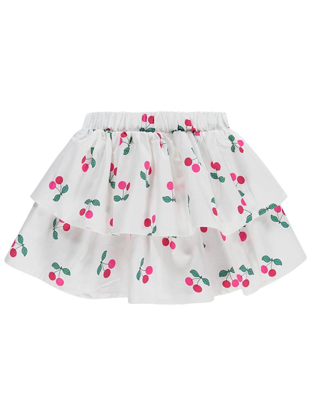 Girls Kiraz Baskılı 2-5 Yaş Etek - Ekru-1