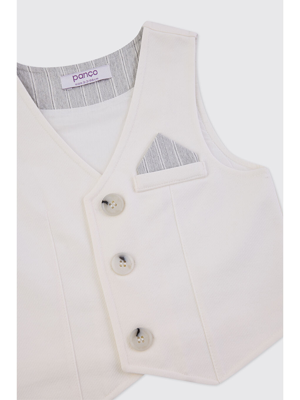 Erkek Bebek Beyaz Örme Yelek-2