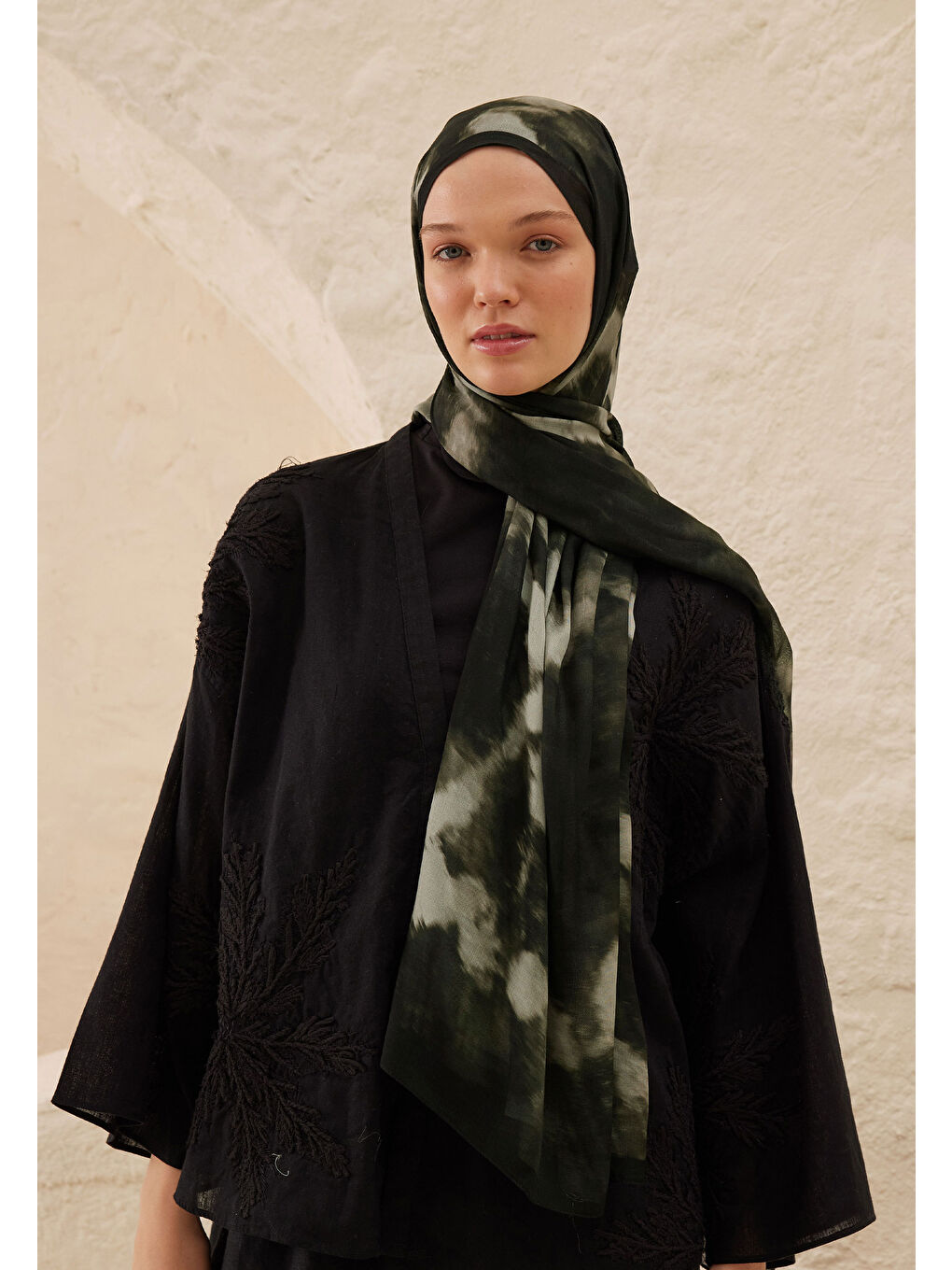 Batik Desen Rami Şal Antrasit-2