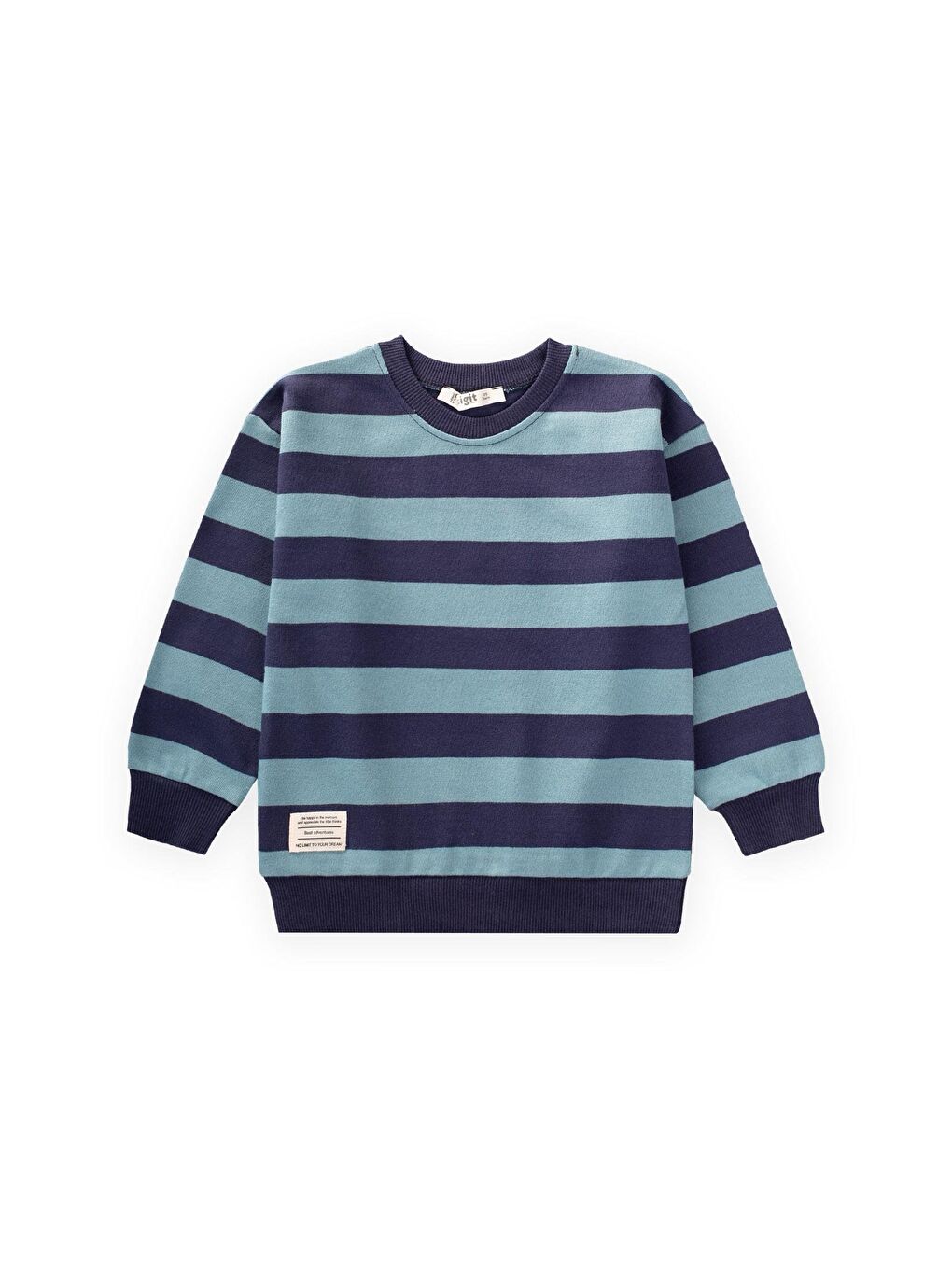 Yeşil Çizgili Triko Sweatshırt 2-12 Yaş Mint Lacivert