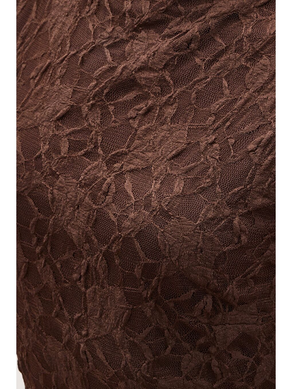 Kahverengi Dantel Kolsuz Elbise - Kahve-6