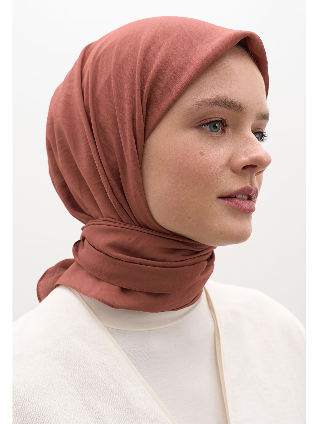 Kahverengi Pamuk Viskon Eşarp Ağaç Kabuğu-2