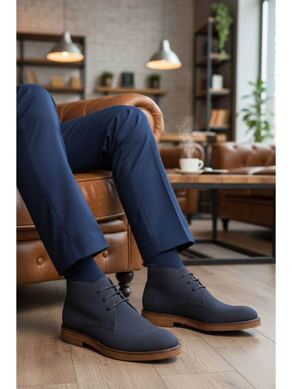 Lacivert Bağcıklı Hakiki Deri Erkek Klasik Bot Po 235 M-2