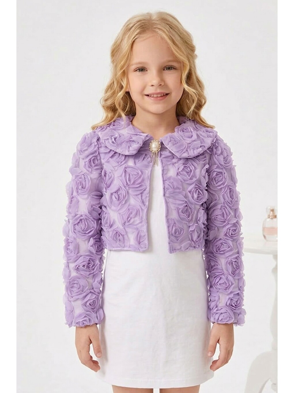 Lila Luvia Lase Detay Kız Çocuk Bolero M00812-1