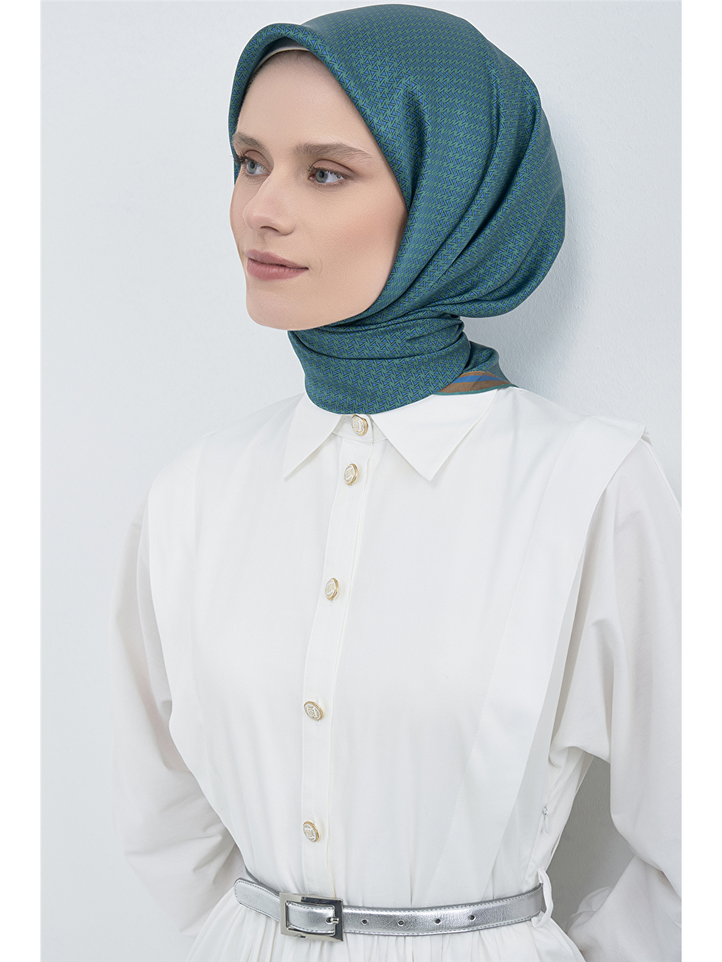 Petrol Saf İpek Sura Eşarp 9528D 91-1