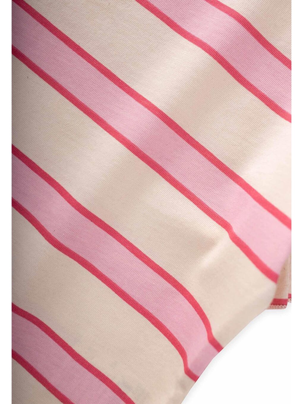 Pembe Çizgili Bağlamalı Kız T-Shırt 3-10 Yaş Pudra Geniş Çizgili-2
