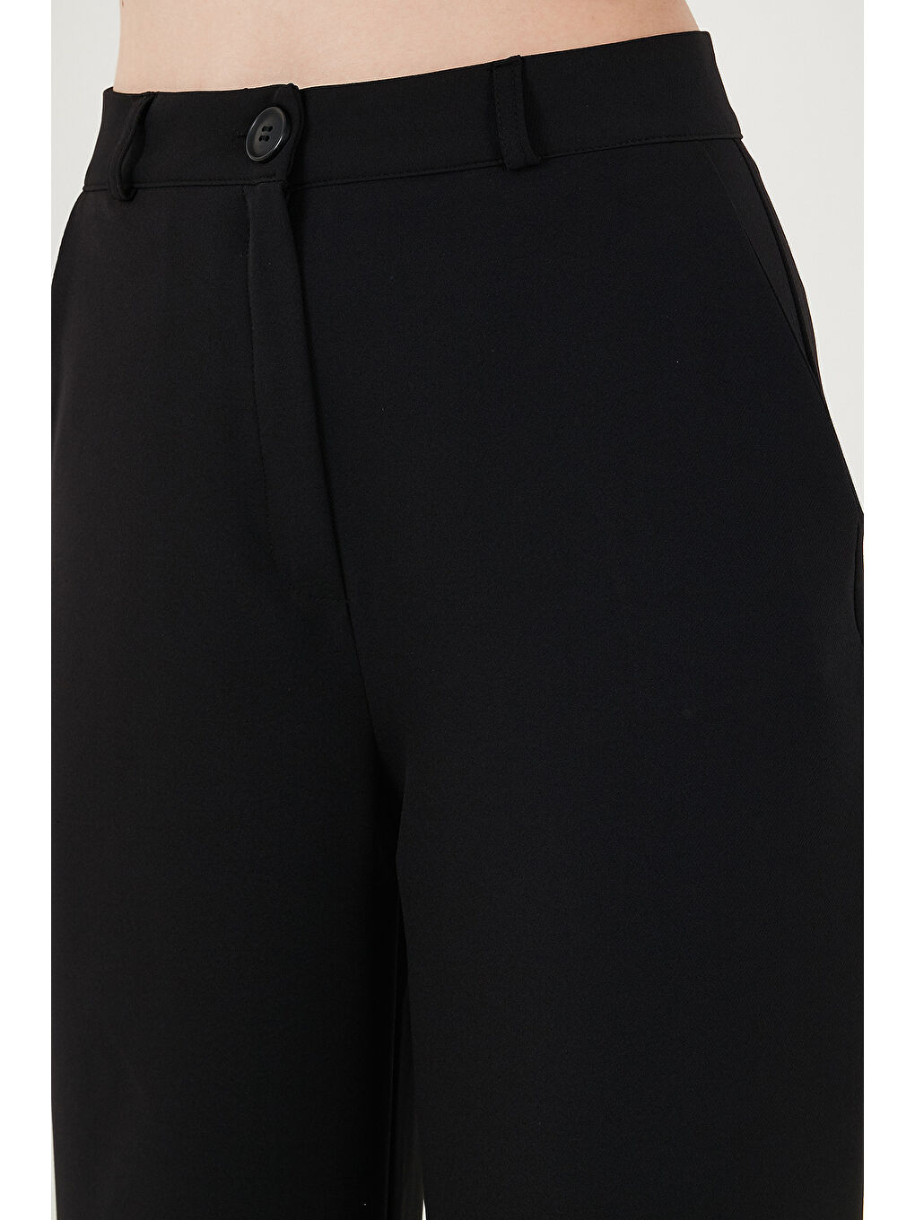 Siyah Wide Leg Orta Yüksek Bel Bol Paça Kadın Kumaş Pantolon 6522974-3