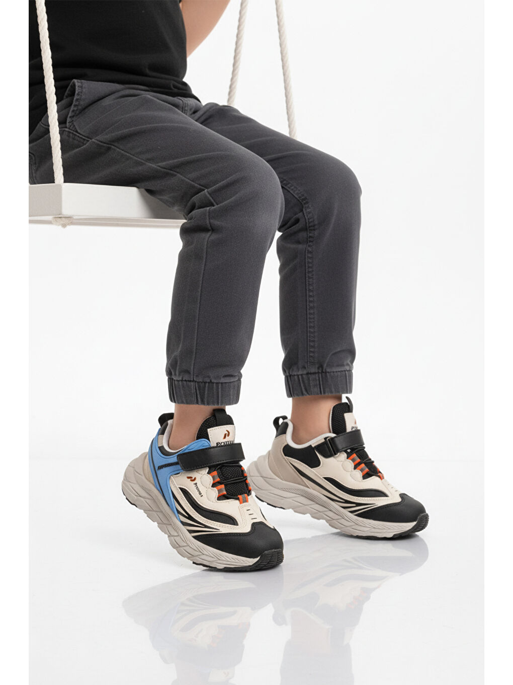 Mavi Cırtlı Hafif Esnek Erkek Çocuk Spor Ayakkabı 1987 F