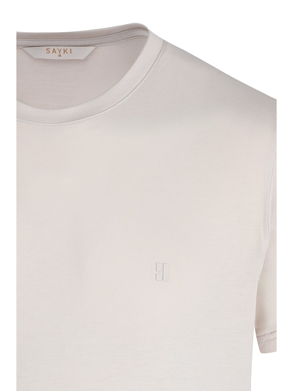 Bej Taş Regular Fit Bisiklet Yaka Tişört-1