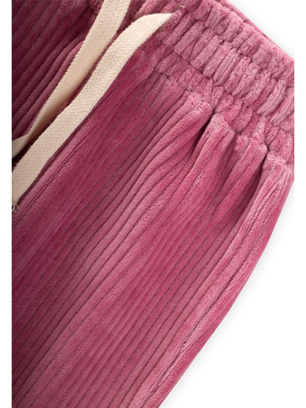 Fitilli Kadife Jogger Pantolon 1-10 Yaş Fuşya-2