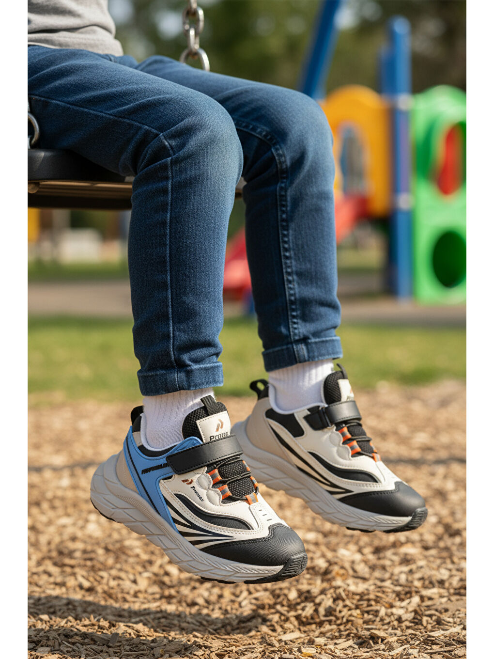 Mavi Cırtlı Hafif Esnek Erkek Çocuk Spor Ayakkabı 1987 F-2