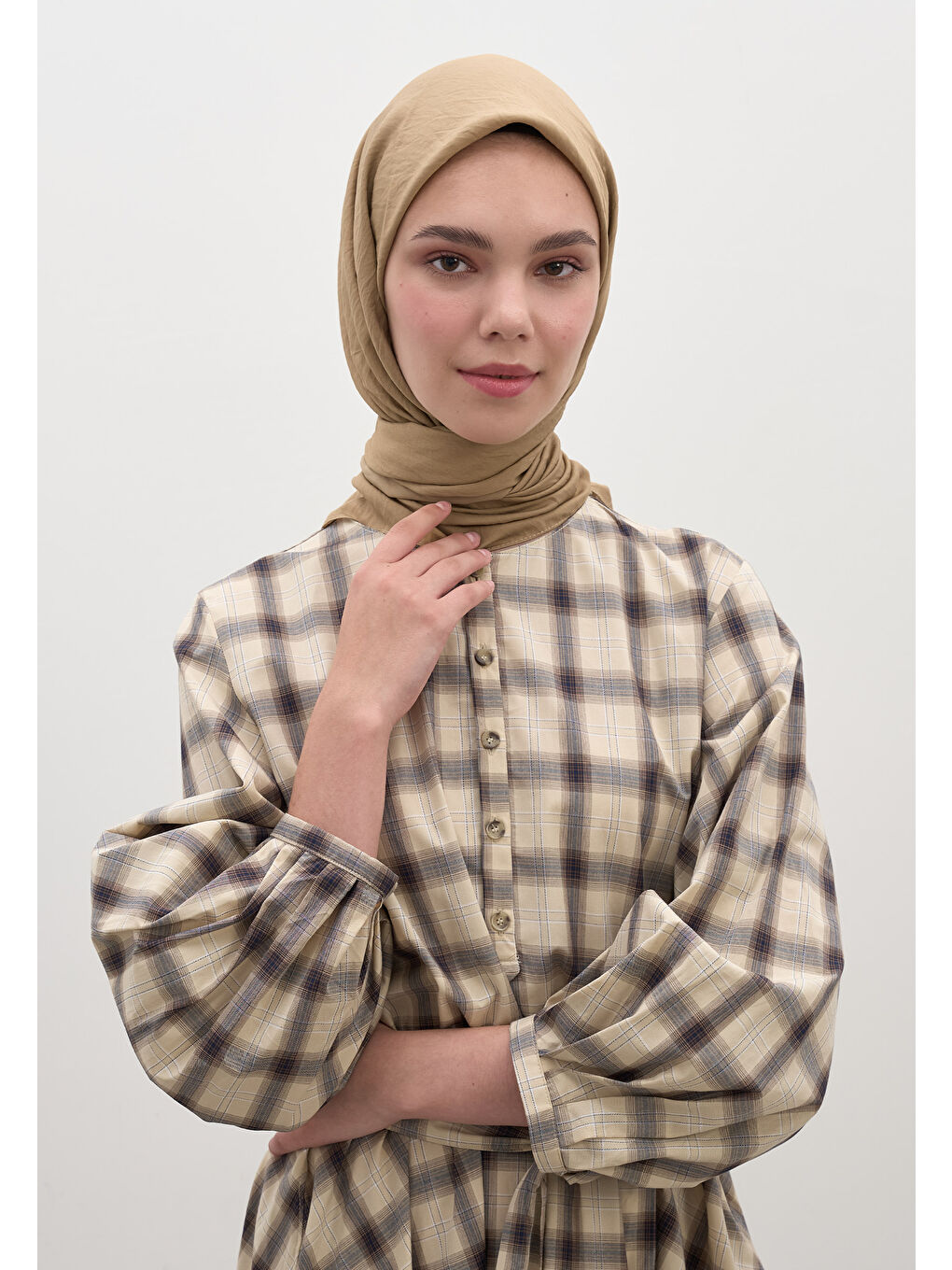 Kahverengi Pamuk Viskon Eşarp Sütlü Kahve-3