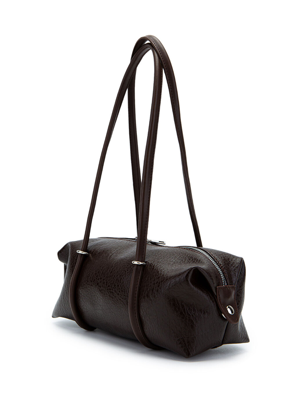 Çift Fermuar Detaylı Silindir Kadın Omuz Çanta Sophie Kahverengi-2