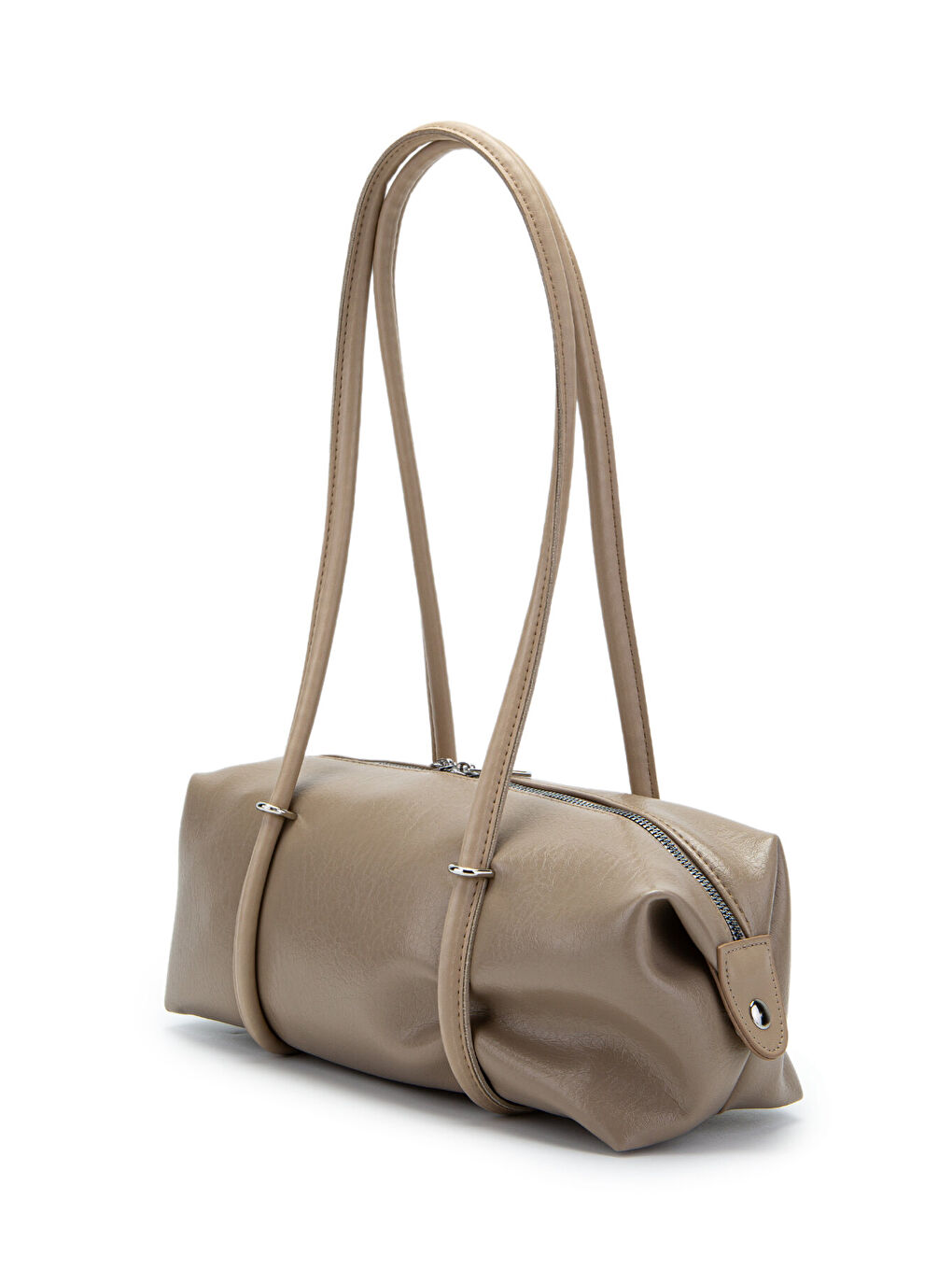 Çift Fermuar Detaylı Silindir Kadın Omuz Çanta Sophie Bej-2