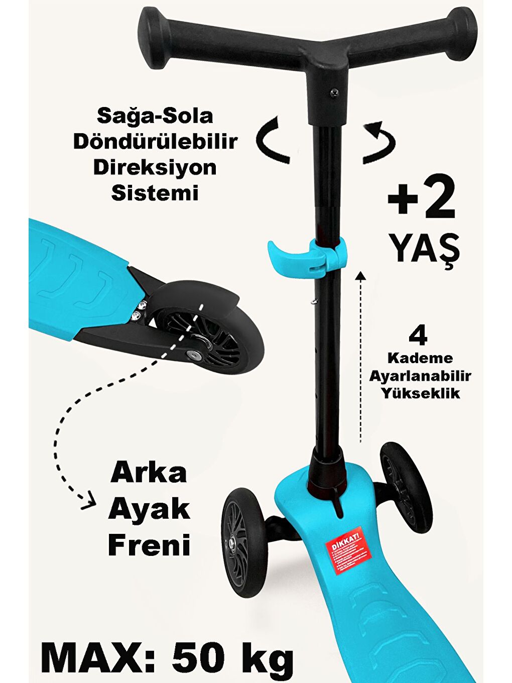 3 Tekerlekli Scooter Yükseklik Ayarlı Scooter 2 Yaş Çocuk Scooter Mavi-1