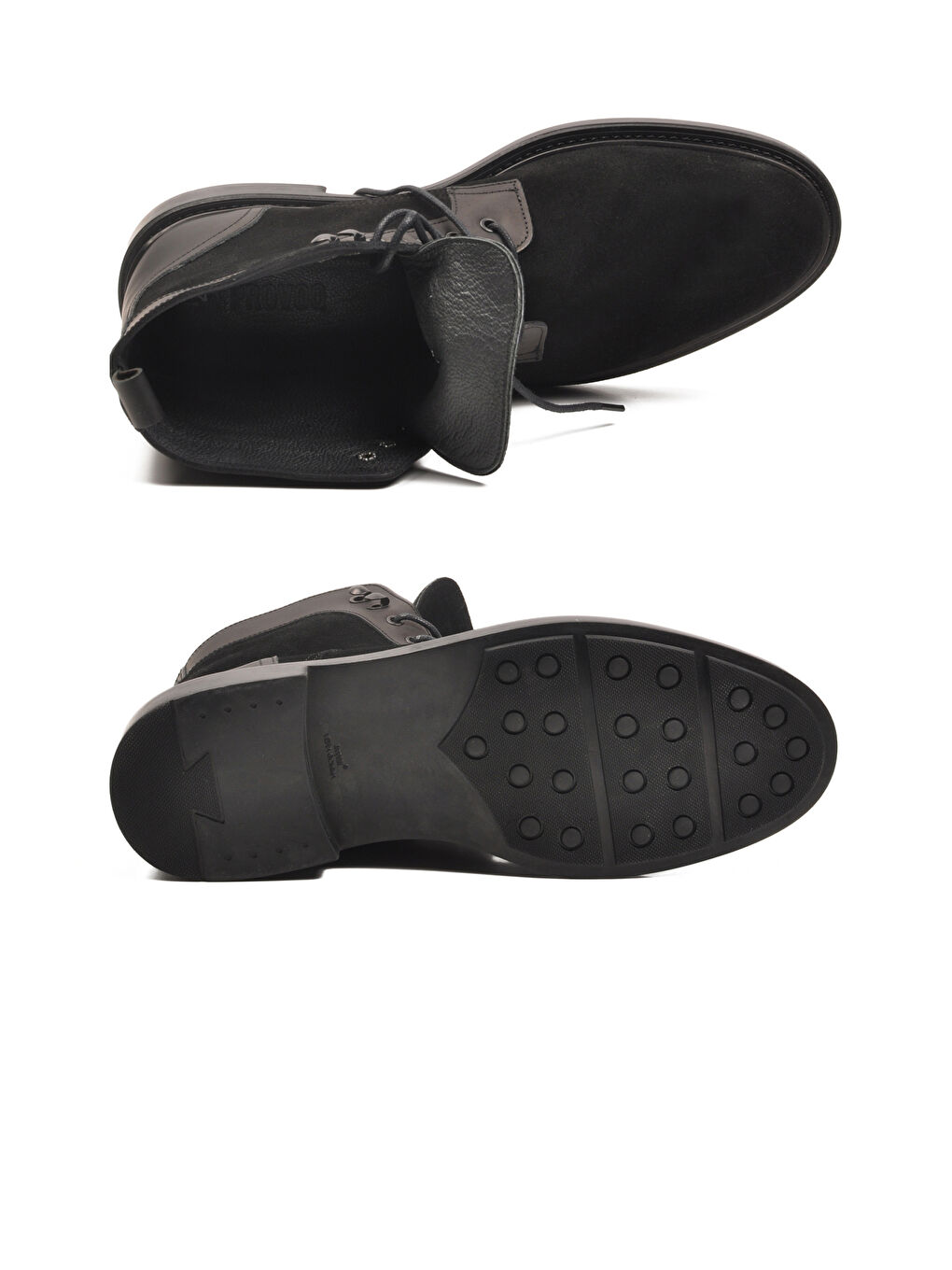 Siyah Süet Hakiki Deri Bağcıklı Erkek Bot Po 2439 M-4