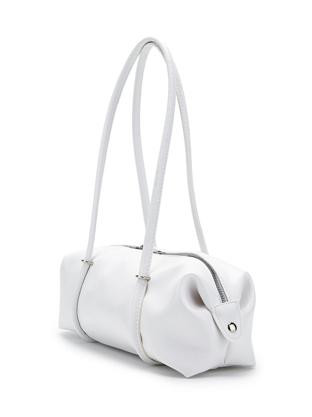 Çift Fermuar Detaylı Silindir Kadın Omuz Çanta Sophie Beyaz-2