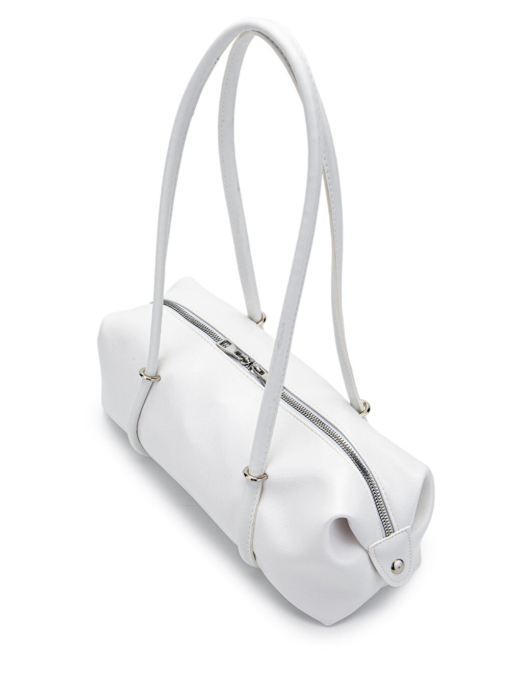Çift Fermuar Detaylı Silindir Kadın Omuz Çanta Sophie Beyaz-3