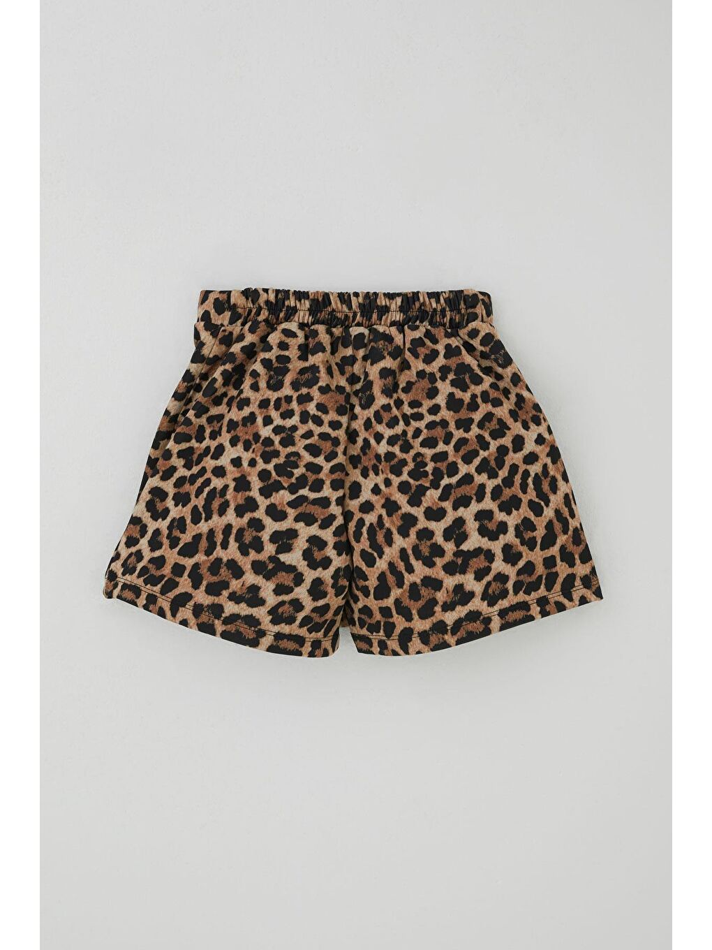 Kız Çocuk Şort Etek Leopar Desenli Düğme Aksesuarlı Kahverengi (6-12 Yaş)-4